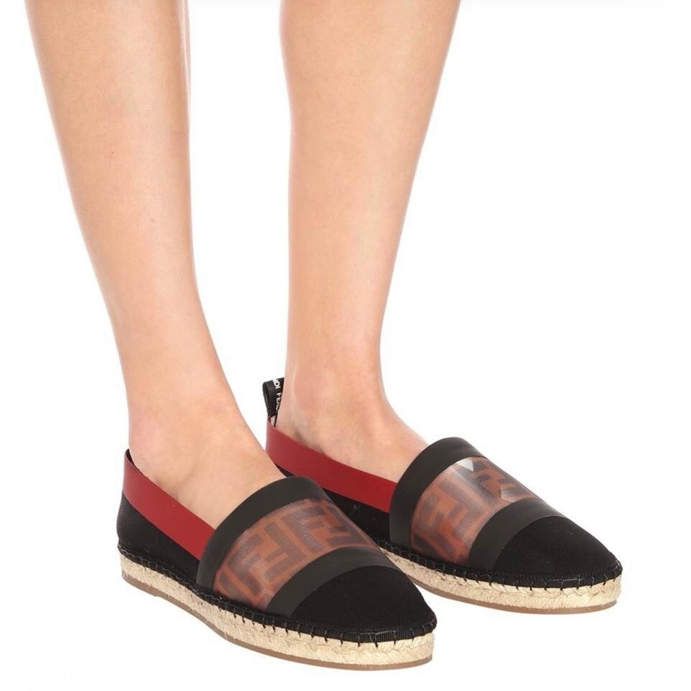 Fendi Black and Red Espadrilles